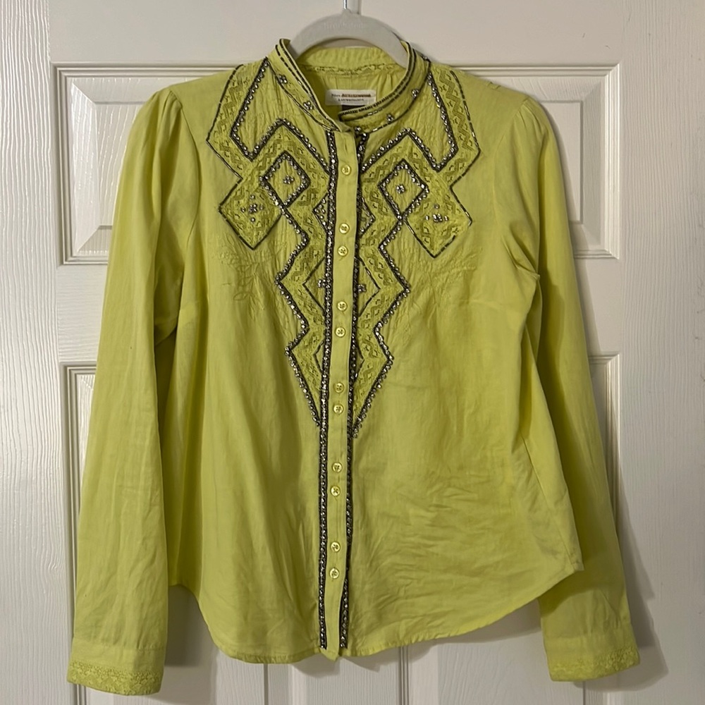 Anthropologie Embellished Button Down SZ S